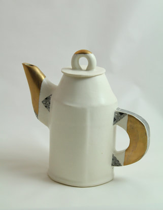 porcelain teapot gold luster